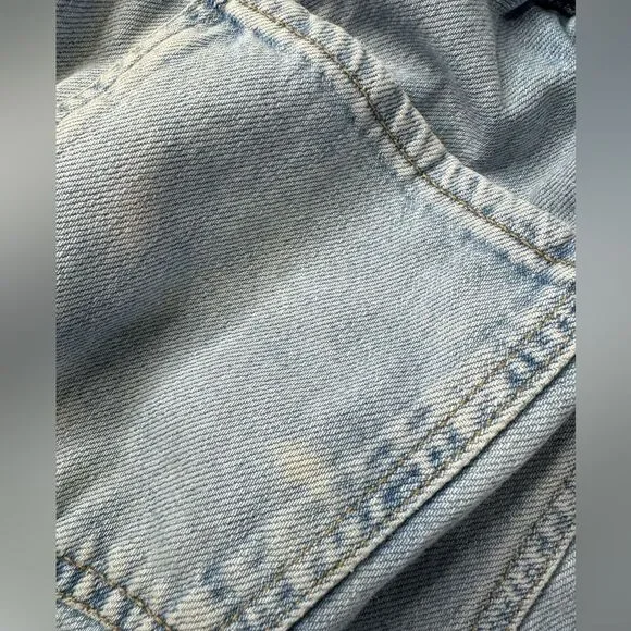 Zara Size 4 Baggy Paperbag Light Wash Jeans Denim Essential Grunge Casual Street - Picture 14 of 16